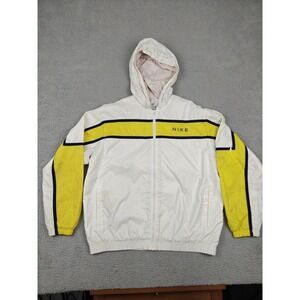 Vintage Nike Windbreaker Jacket Youth Large 12-14 White Yellow Hooded Zip
